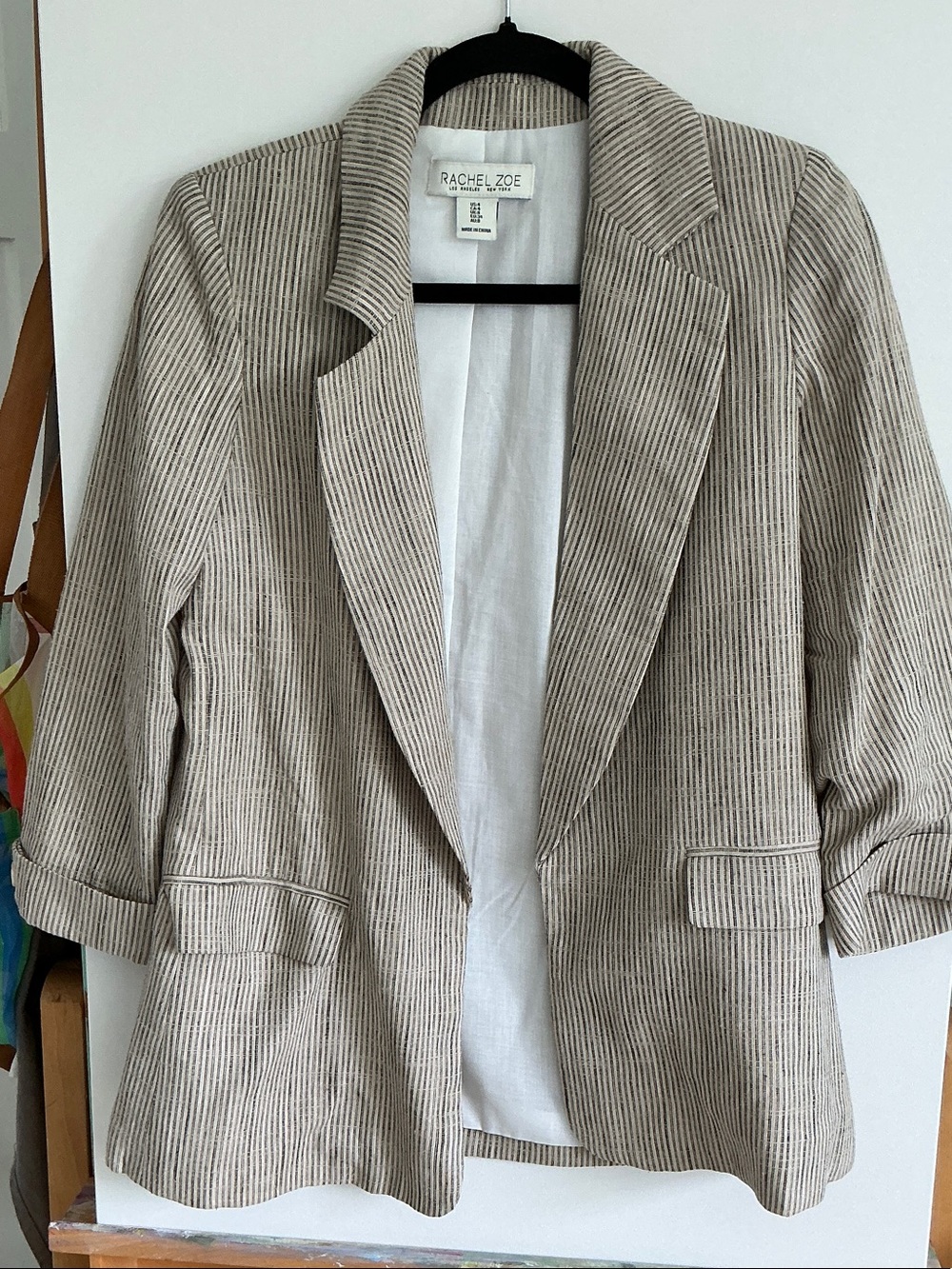Rachel Zoe Taupe Pinstripe Blazer